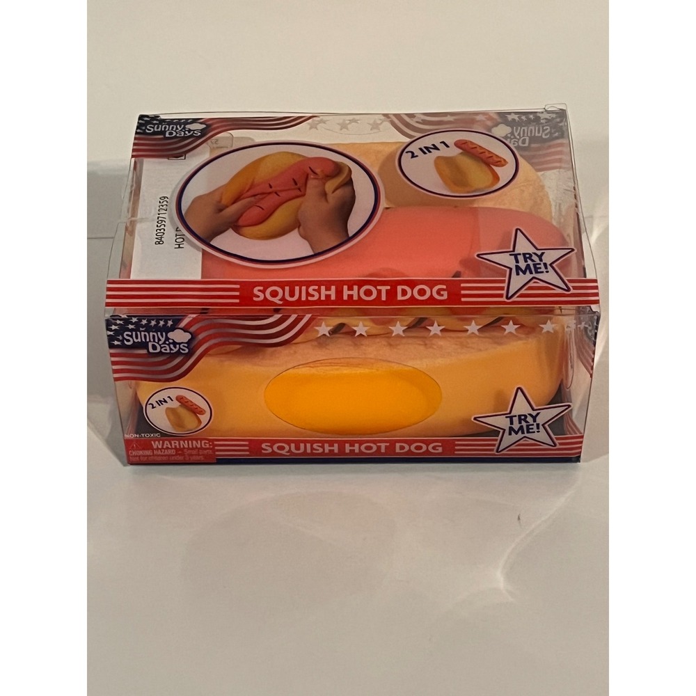 Sunny Days Squish Hot Dog 2-in-1 Sensory Fidget Toy Stretch Poke Stress Toy
